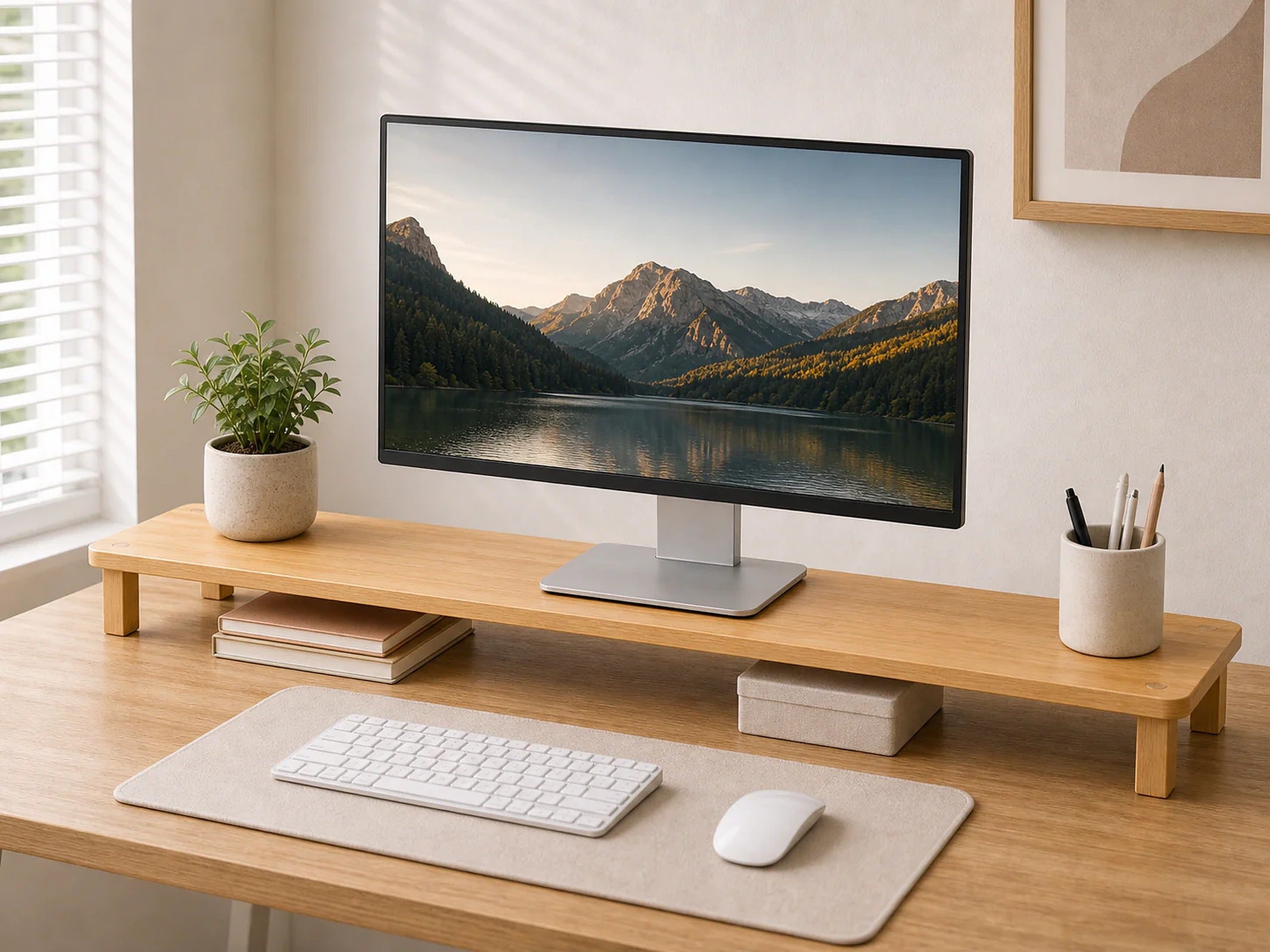 Cozy Haven Minimal Monitor Riser Shelf lifestyle image 4