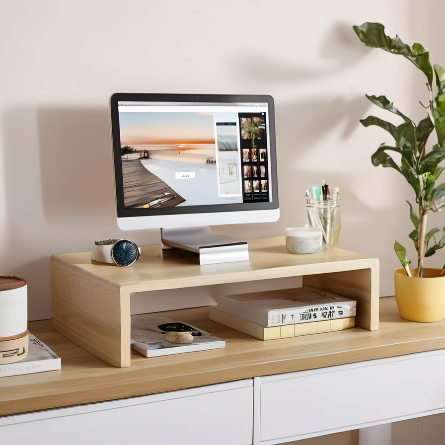 Cozy Haven closet shelf lifestyle image for Cozy Haven Minimal Monitor Riser Shelf