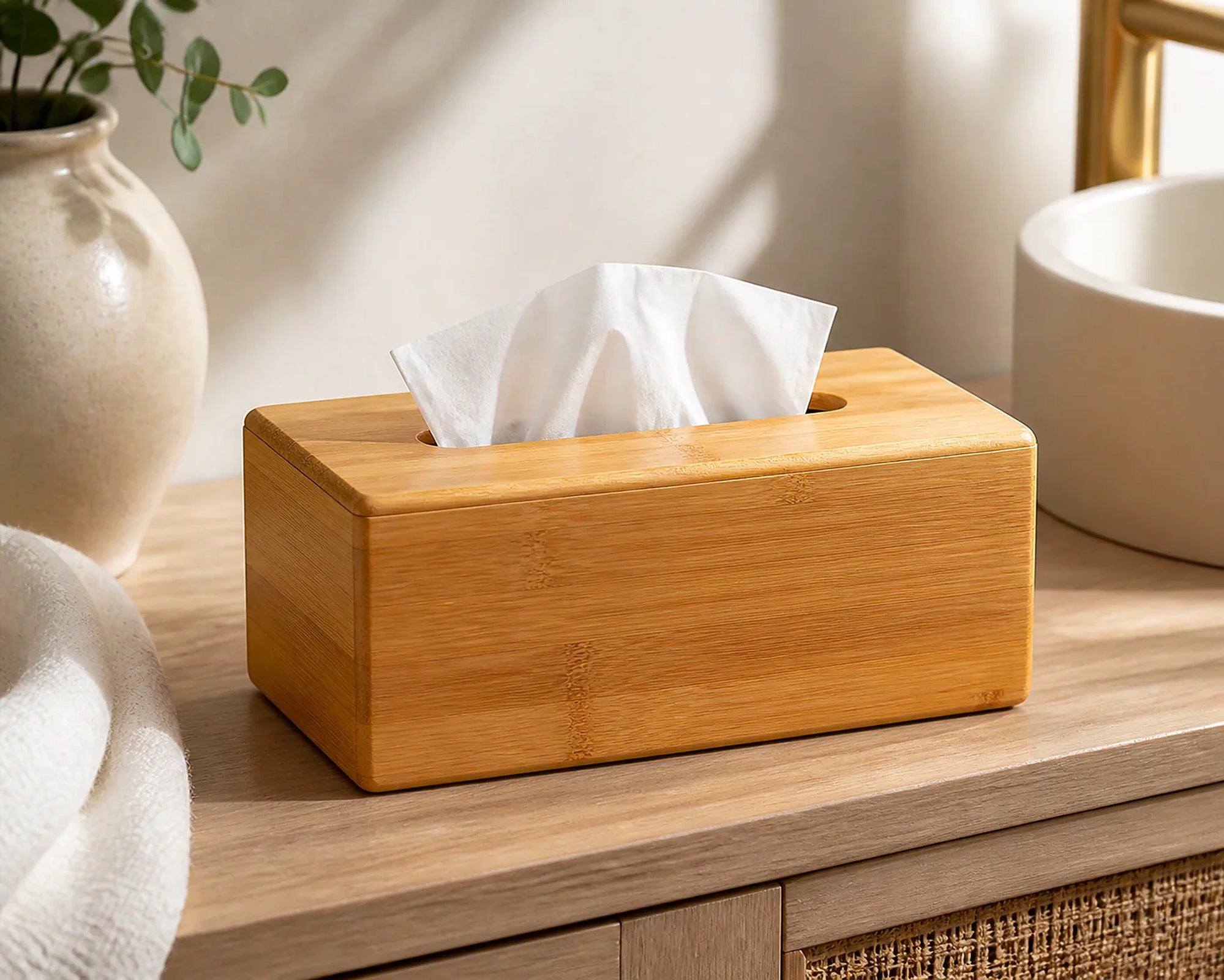 Cozy Haven Bamboo Tissue Box Cover lifestyle image 4