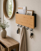 Cozy Haven bamboo wall hook organizer angled entryway view