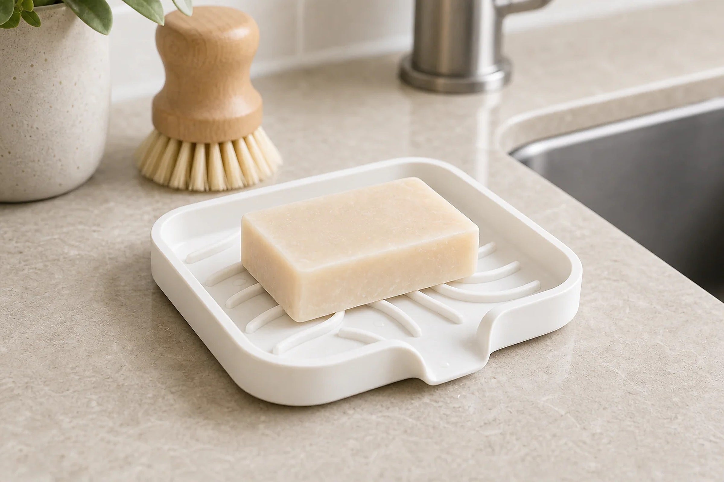 Cozy Haven Self-Draining Silicone Soap Tray lifestyle image 2