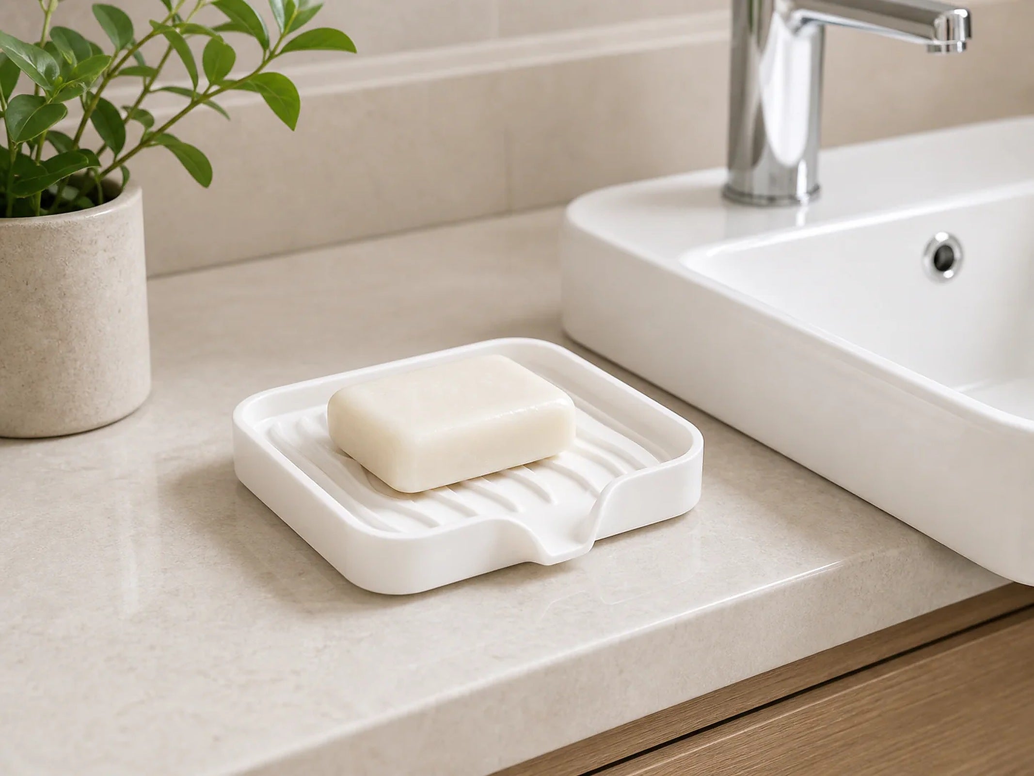 Cozy Haven Self-Draining Silicone Soap Tray lifestyle image 3