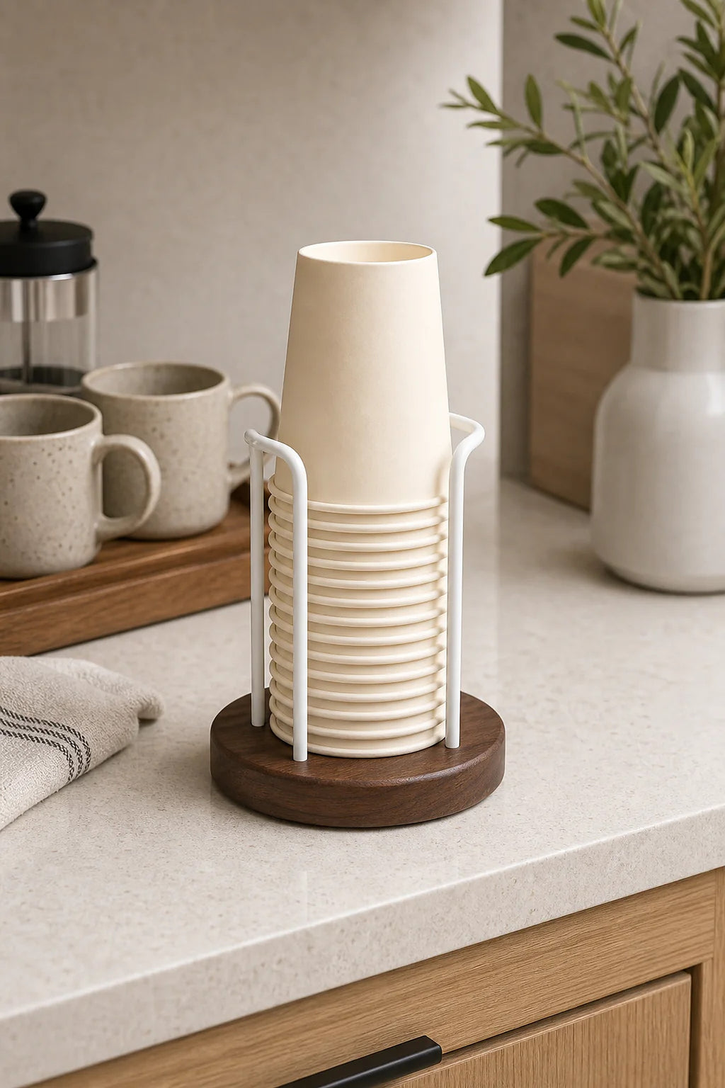 Cozy Haven Wood Countertop Cup Holder styled kitchen view 3