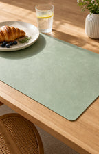 Cozy Haven Faux Leather Placemat styled lighting view 1