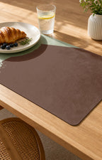 Cozy Haven Faux Leather Placemat styled lighting view 5