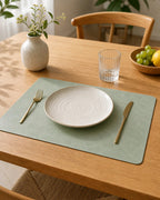 Cozy Haven Faux Leather Placemat styled lighting view 9