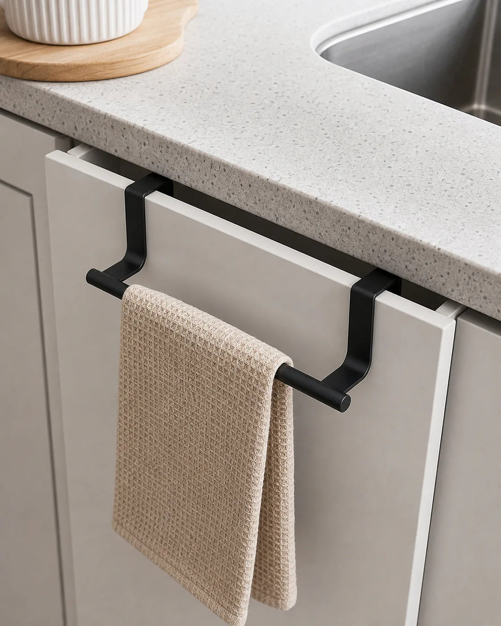 Cozy Haven Over-Cabinet Towel Rack - 24 cm styled bathroom view 1