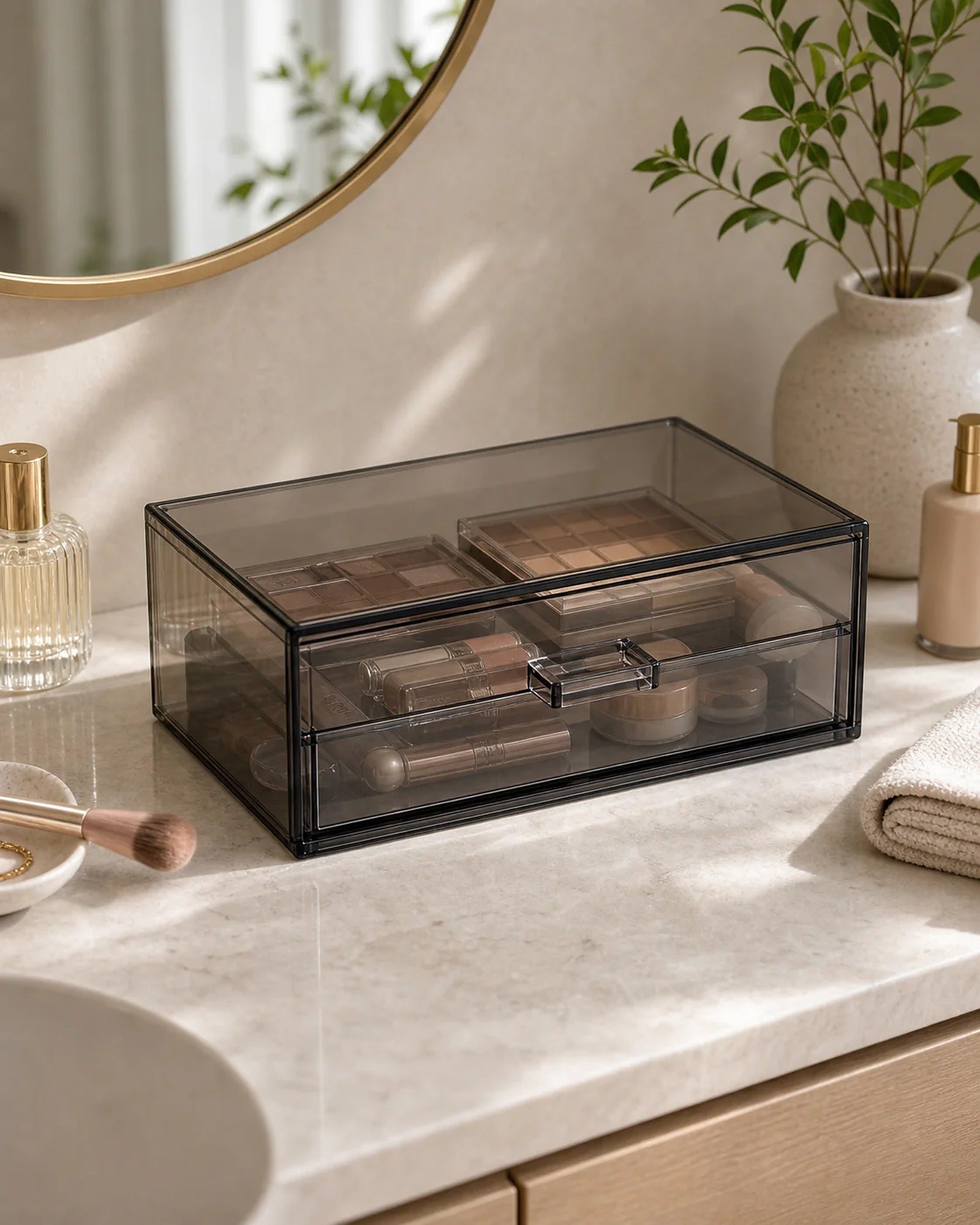 Cozy Haven Smoke-Clear Acrylic Makeup Drawer Organizer - Medium / 1 Piece