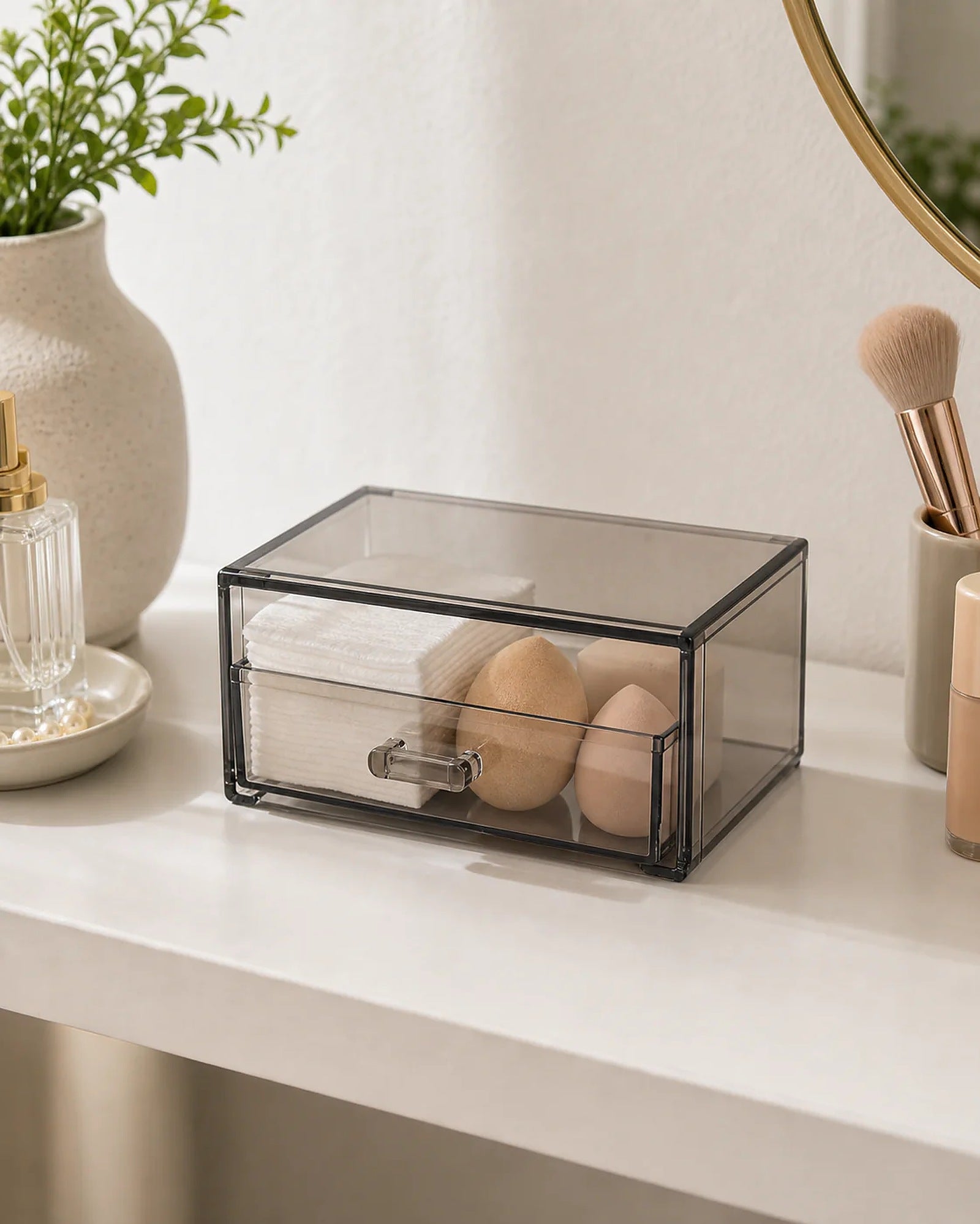 Cozy Haven Smoke-Clear Acrylic Makeup Drawer Organizer lifestyle image 5