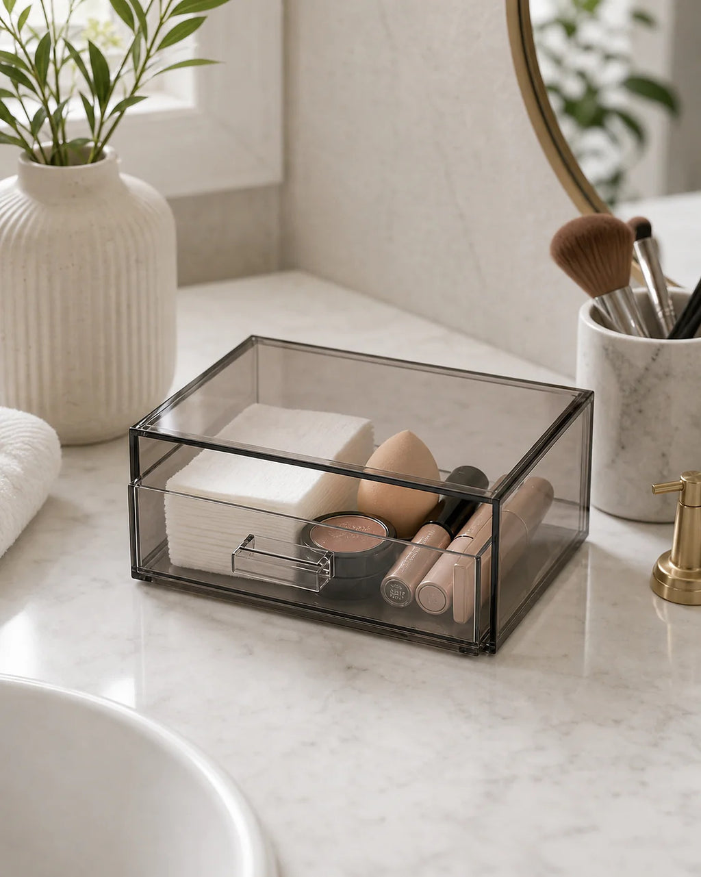 Cozy Haven Smoke-Clear Acrylic Makeup Drawer Organizer lifestyle image 6