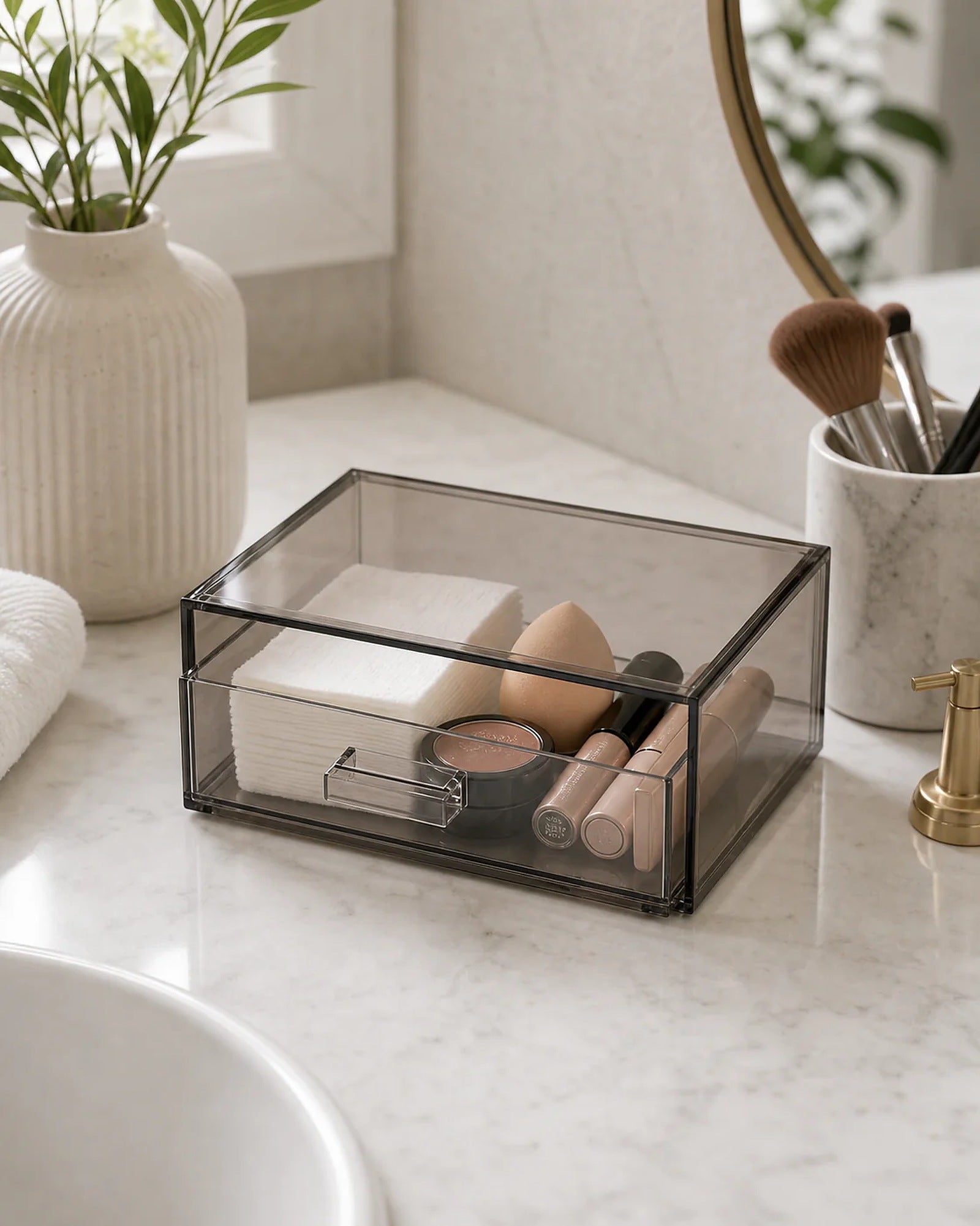 Cozy Haven Smoke-Clear Acrylic Makeup Drawer Organizer lifestyle image 6