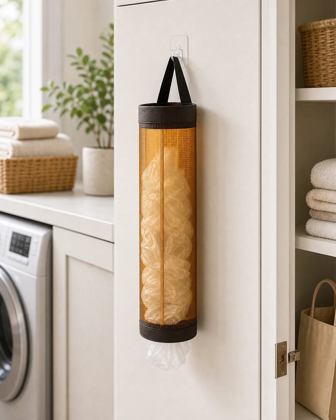 Wall-Mounted Grocery Bag Holder