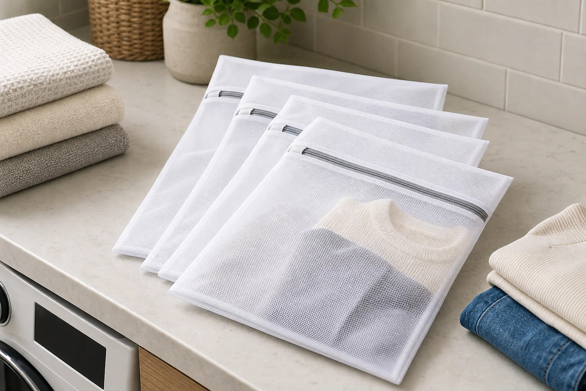 Cozy Haven Fine Mesh Laundry Wash Bags - 4 Piece Set styled in a home setting