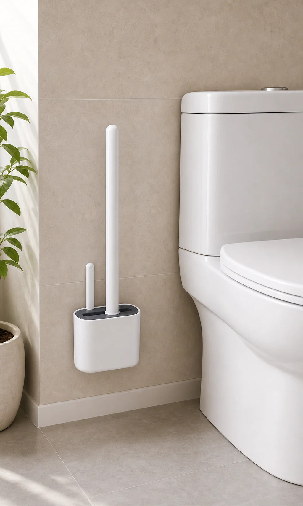 Cozy Haven Wall-Hanging Silicone Toilet Brush Set lifestyle image 1