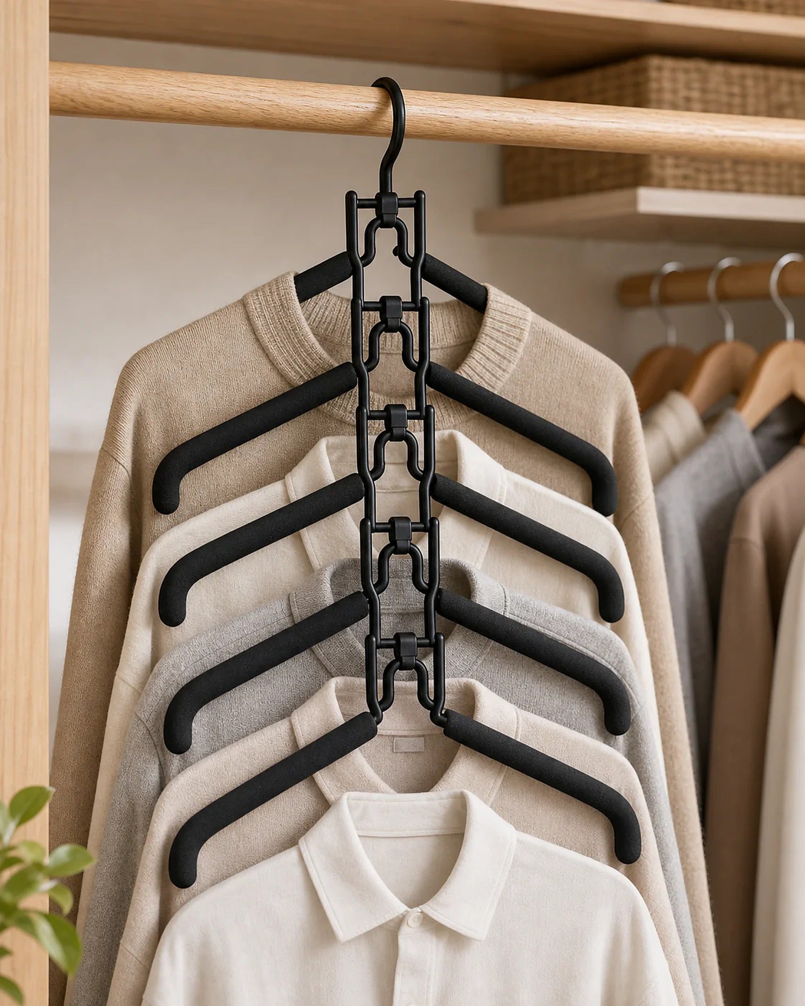 Cozy Haven Black Cascading Closet Hanger Organizer lifestyle image 1