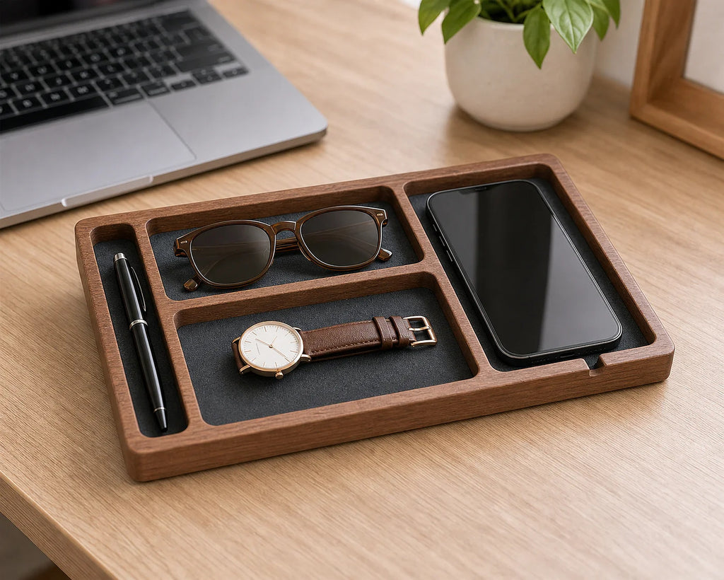 Cozy Haven Wood Desktop Valet Tray Organizer lifestyle image 2