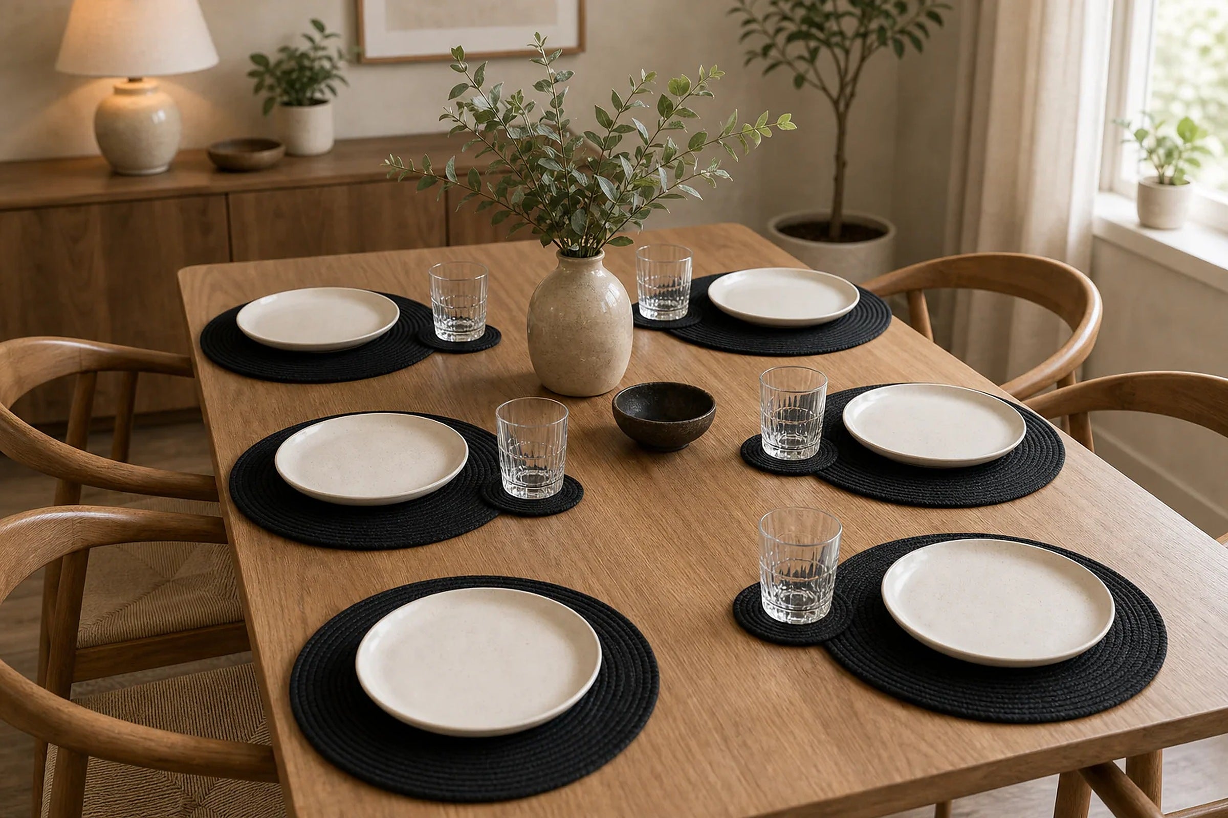 Cozy Haven Round Braided Placemat and Coaster Set lifestyle image 1