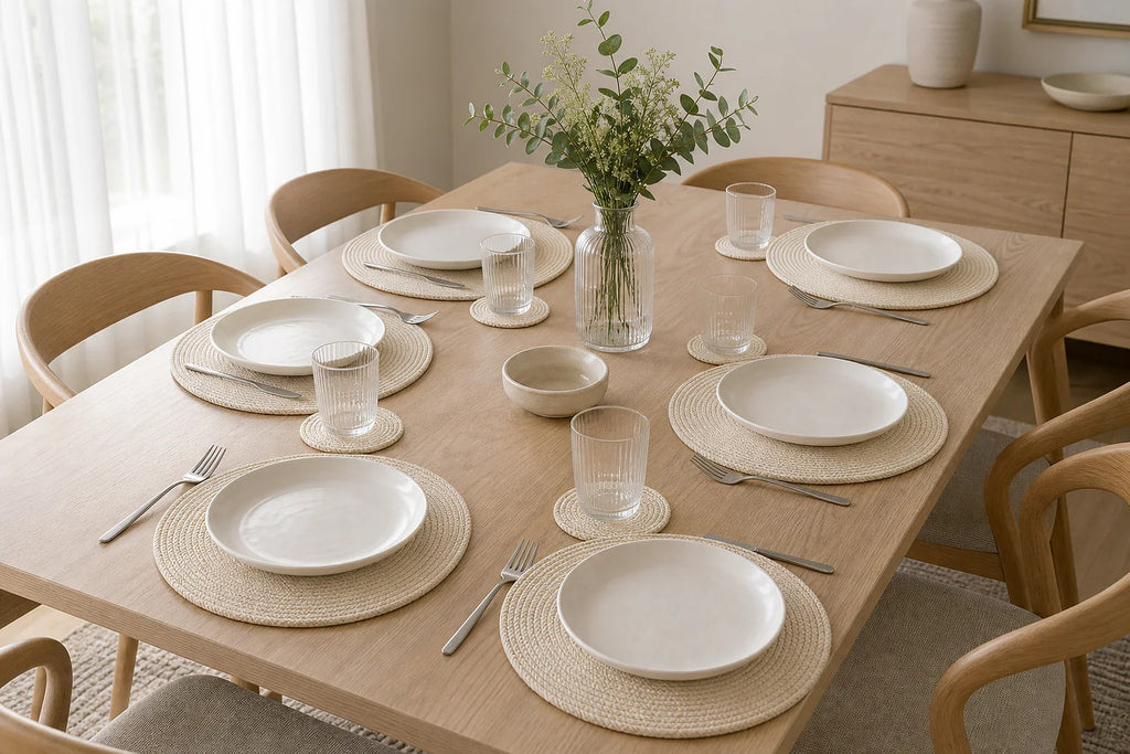Cozy Haven Round Braided Placemat and Coaster Set lifestyle image 8