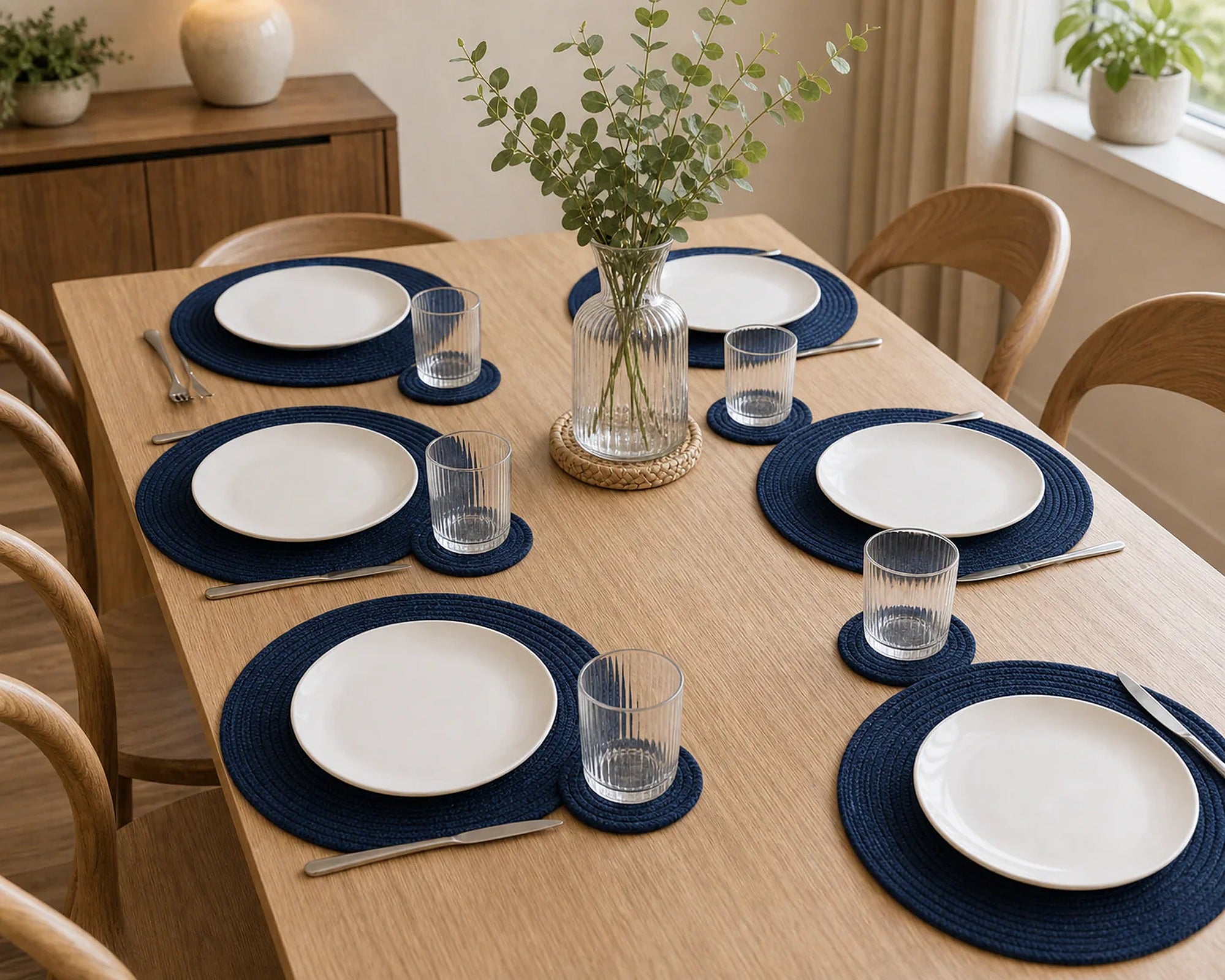 Cozy Haven Round Braided Placemat and Coaster Set lifestyle image 9