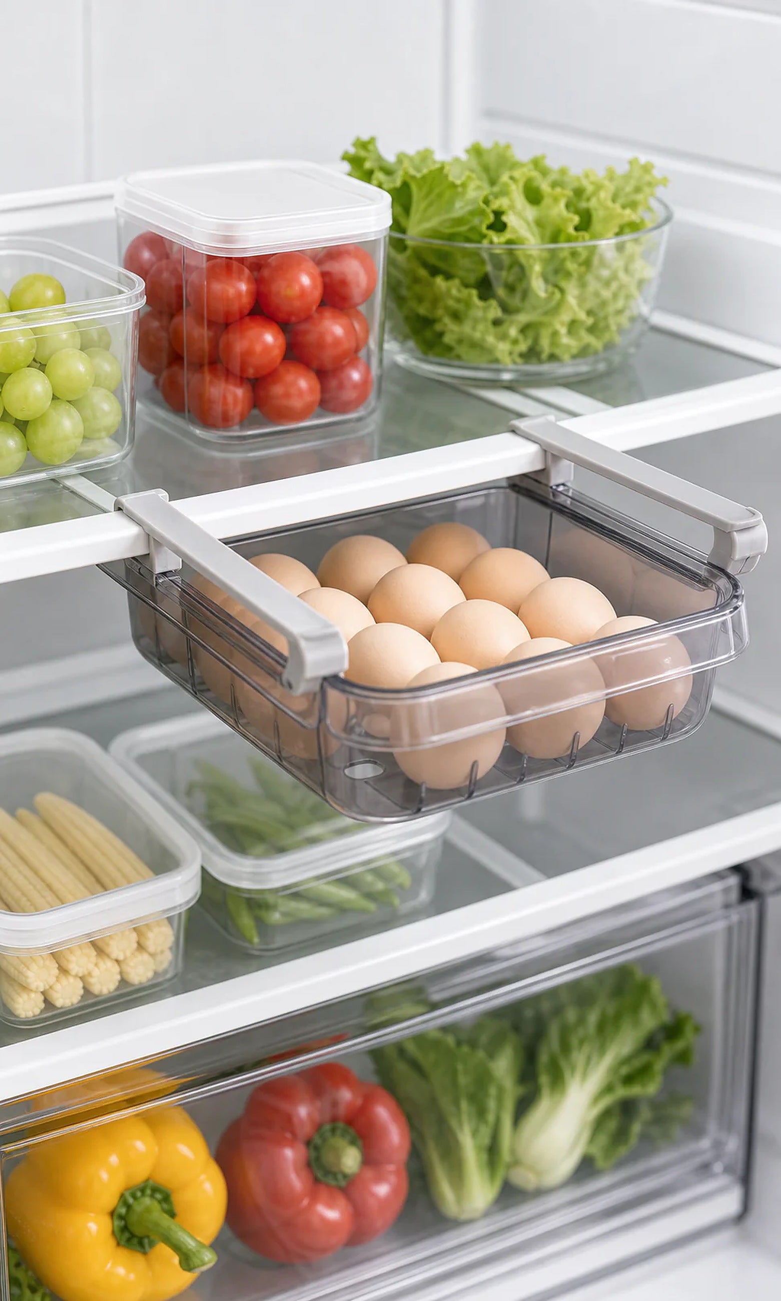 Cozy Haven Under-Shelf Fridge Drawer Organizer styled kitchen view 6