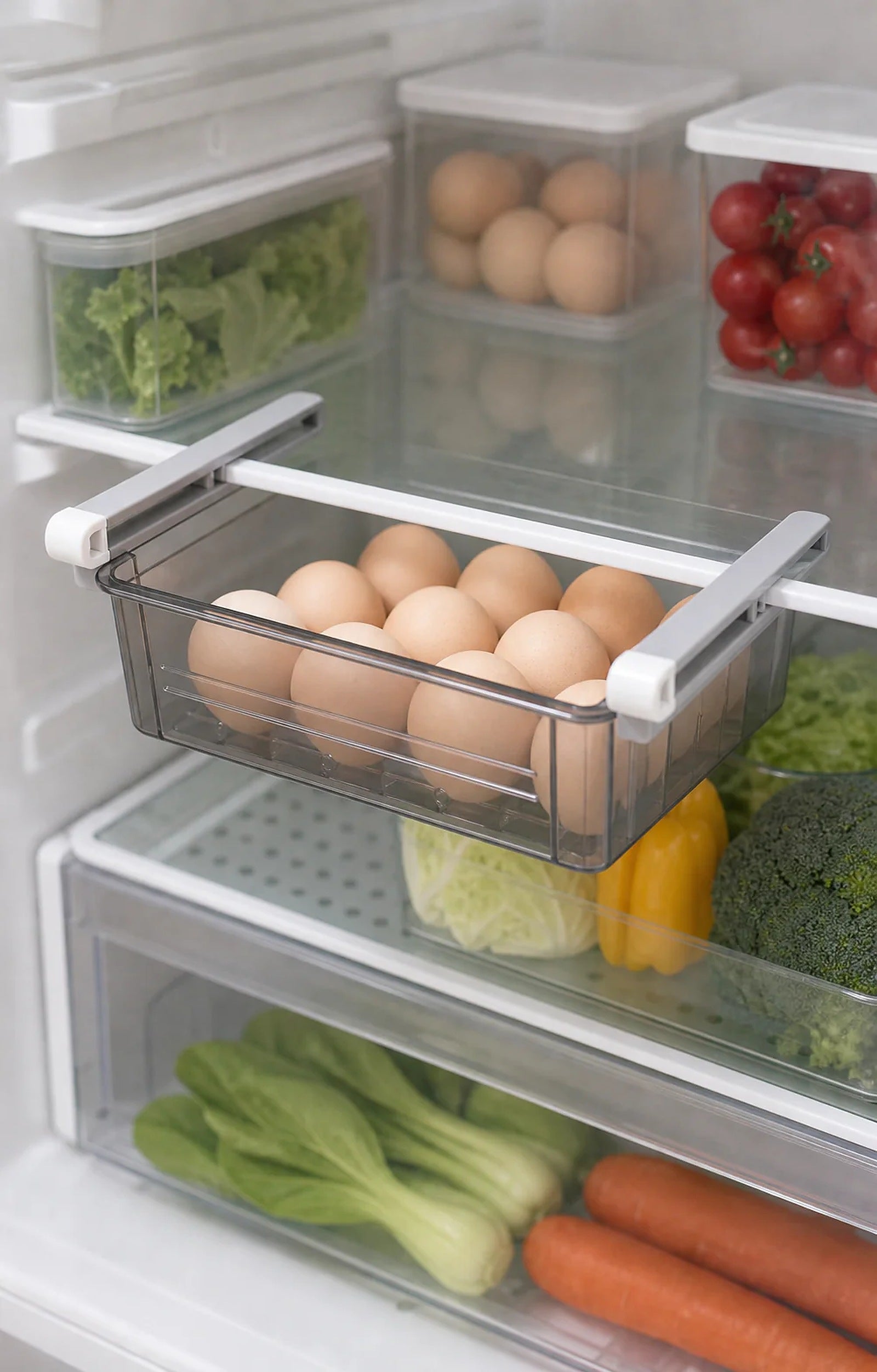 Cozy Haven Under-Shelf Fridge Drawer Organizer styled kitchen view 8