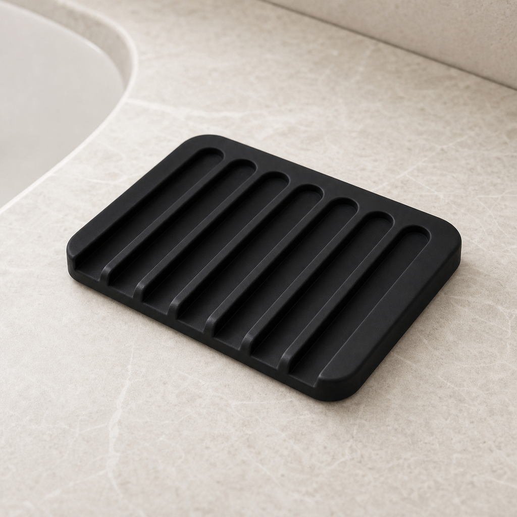 Cozy Haven Silicone Sink Drain Tray - Black Silicone Sink Drain Tray - ribbed tray detail
