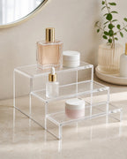 Cozy Haven Clear Acrylic Display Risers styled home view 3