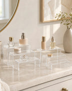 Cozy Haven Clear Acrylic Display Risers styled home view 5