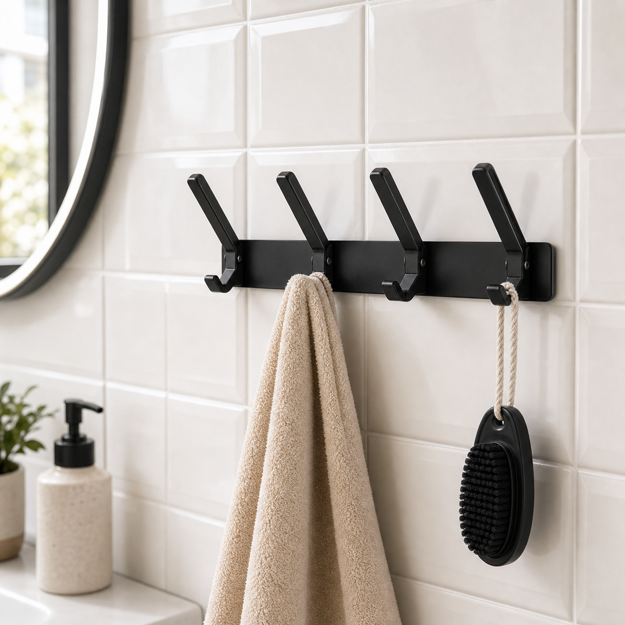Cozy Haven Folding Wall Hook Rack - black folding wall hook rack bathroom lifestyle