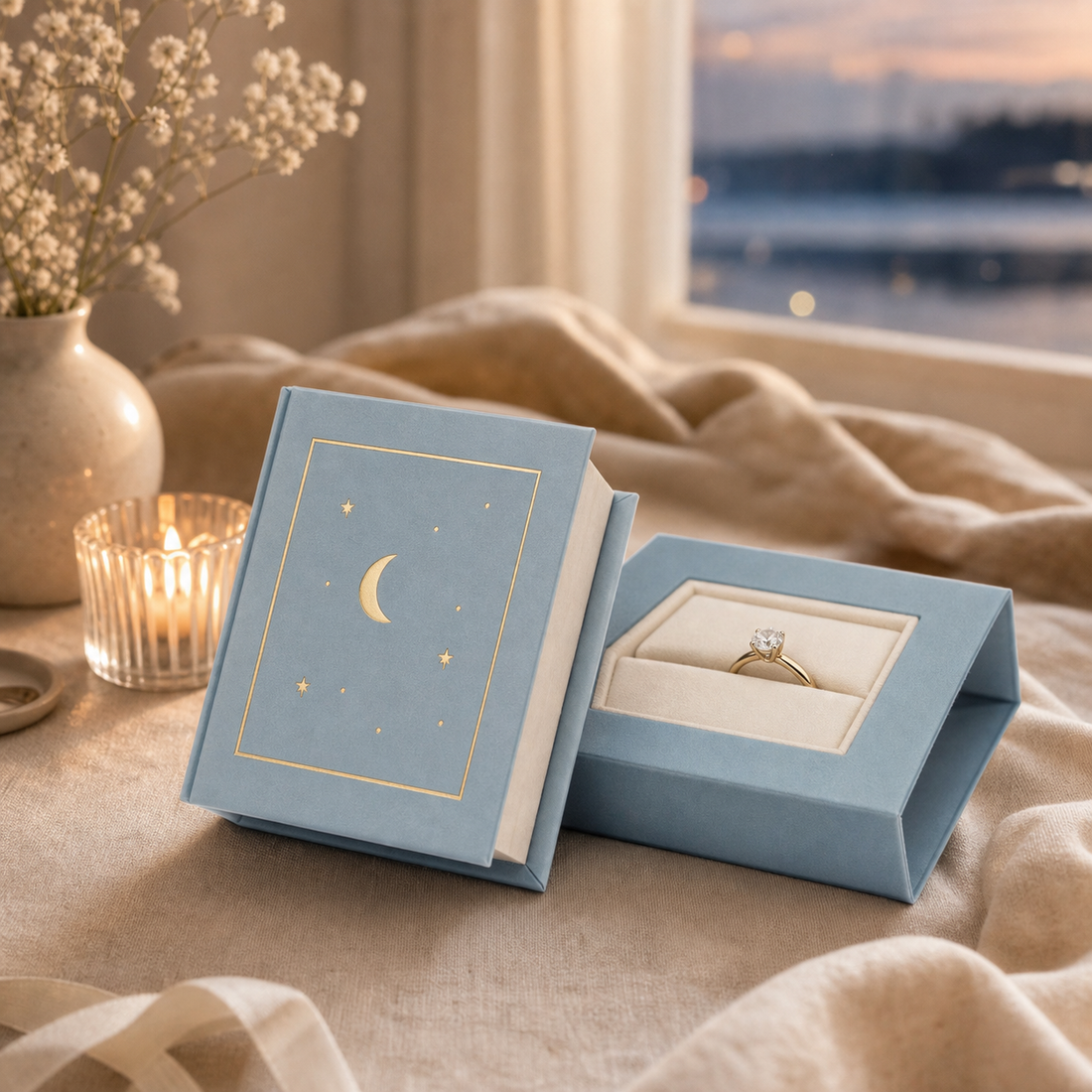 Jewelry Organizer — Lake Blue Book-Style Ring Box