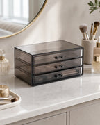 Cozy Haven Acrylic Makeup Organizer styled bathroom view 3