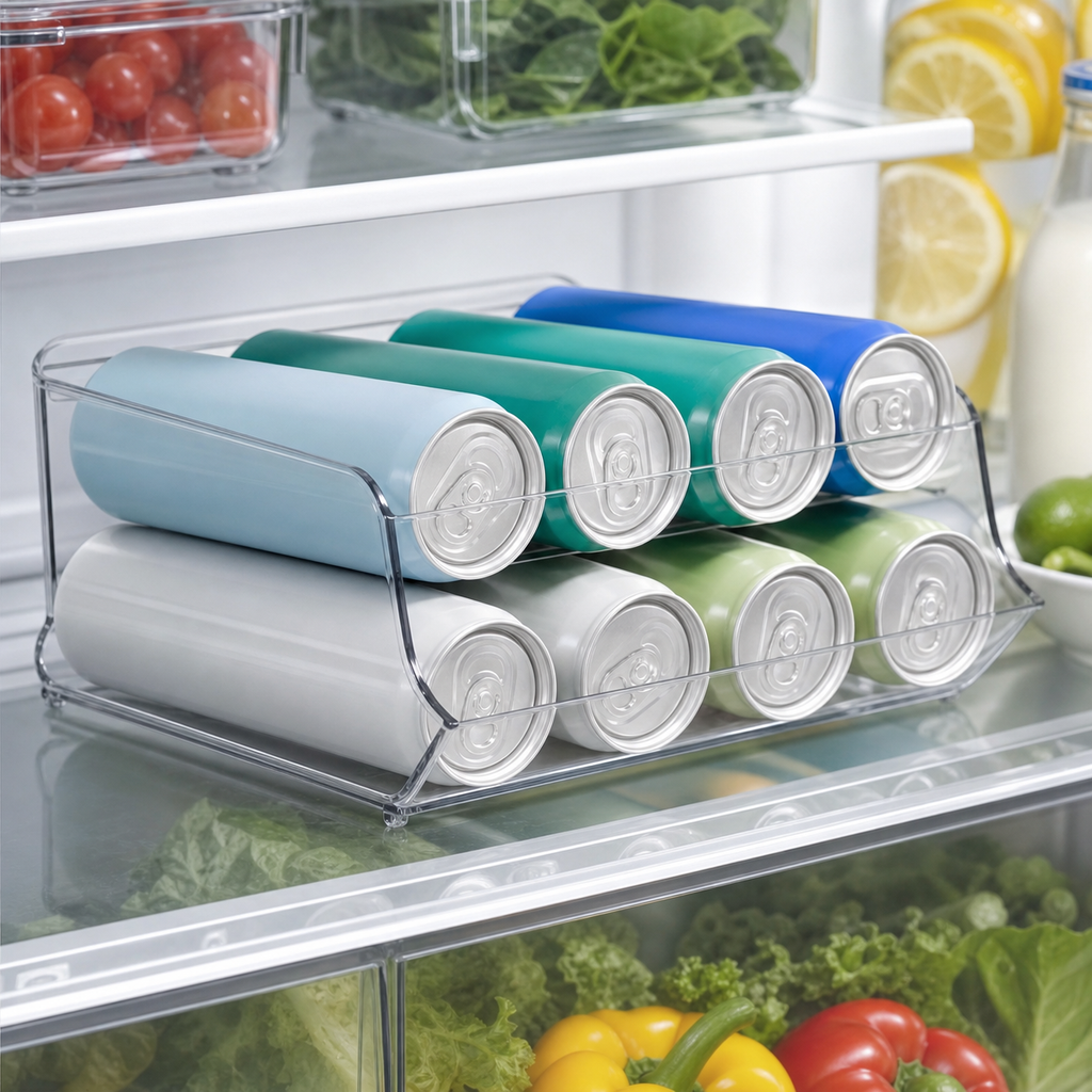 Cozy Haven Clear Fridge Can Dispenser Bin - small clear fridge can dispenser bin lifestyle