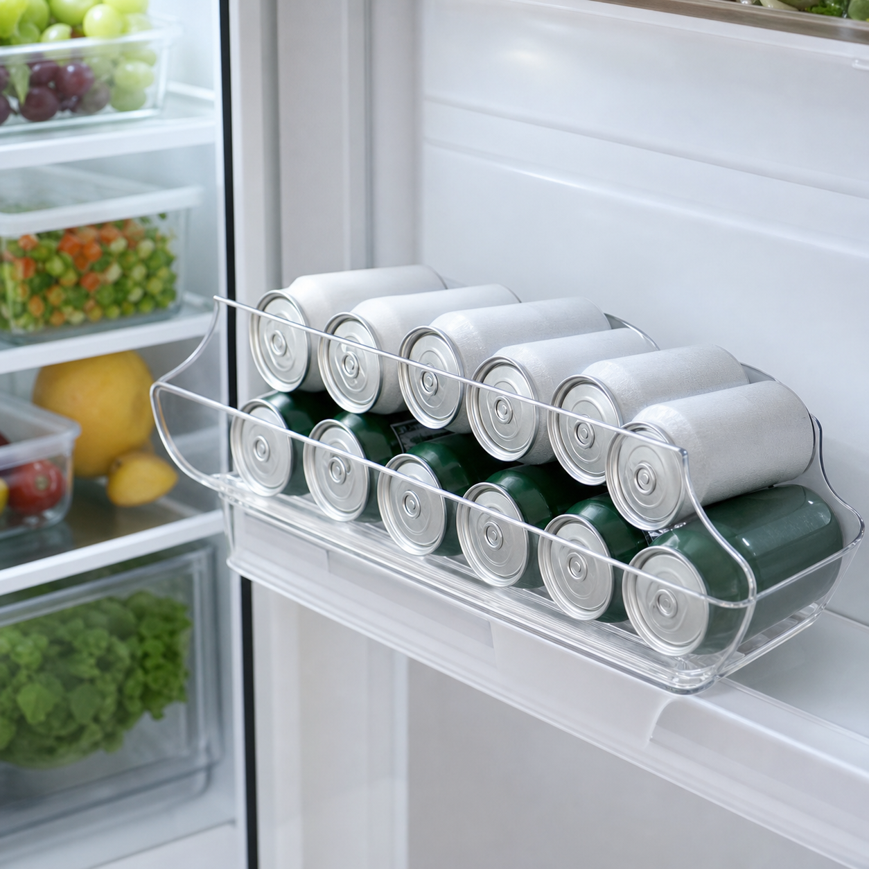 Cozy Haven Clear Fridge Can Dispenser Bin - clear fridge can dispenser loaded organizer