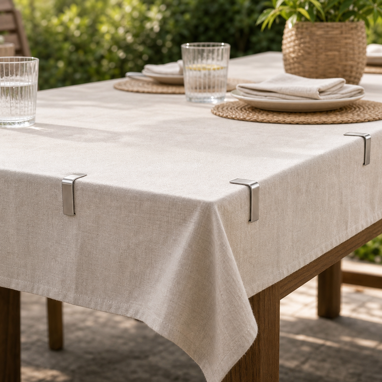 Cozy Haven Stainless Steel Tablecloth Clips - dining table in-use lifestyle image