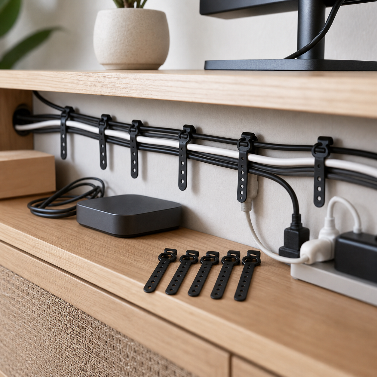 Cozy Haven Black Releasable Cable Ties - 10 Piece Set lifestyle image 3