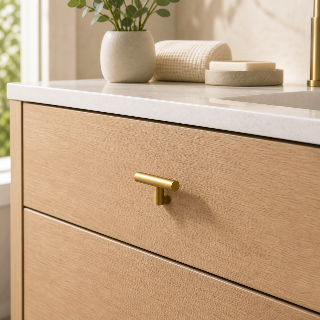 Matte Gold T-Bar Cabinet Knob - 50 mm