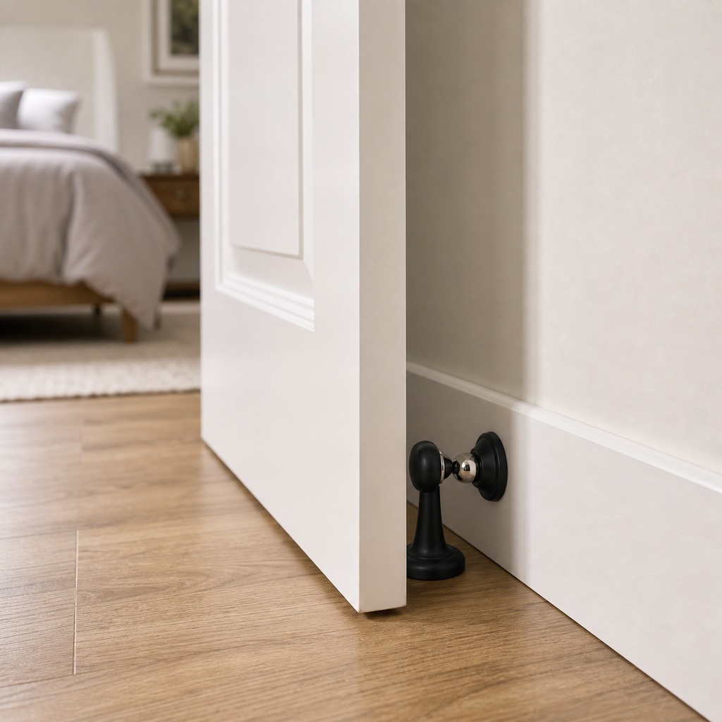 Cozy Haven Magnetic Door Stopper - black stopper doorway lifestyle scene