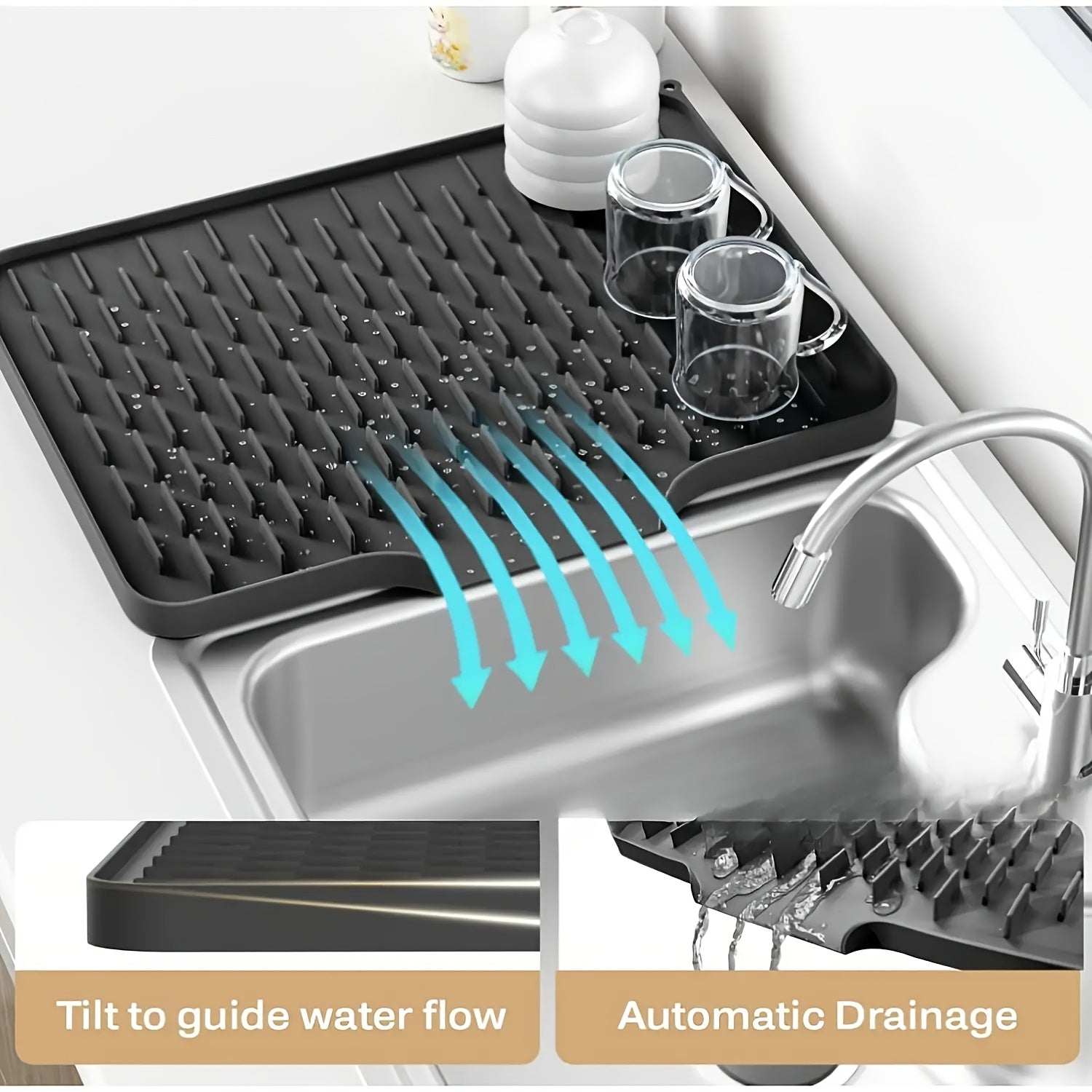 Gray Sink Caddy Drain Tray — supplier product photo
