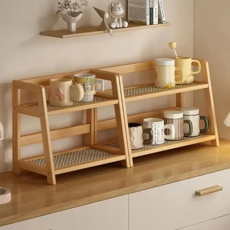Two-Tier Bamboo Countertop Shelf