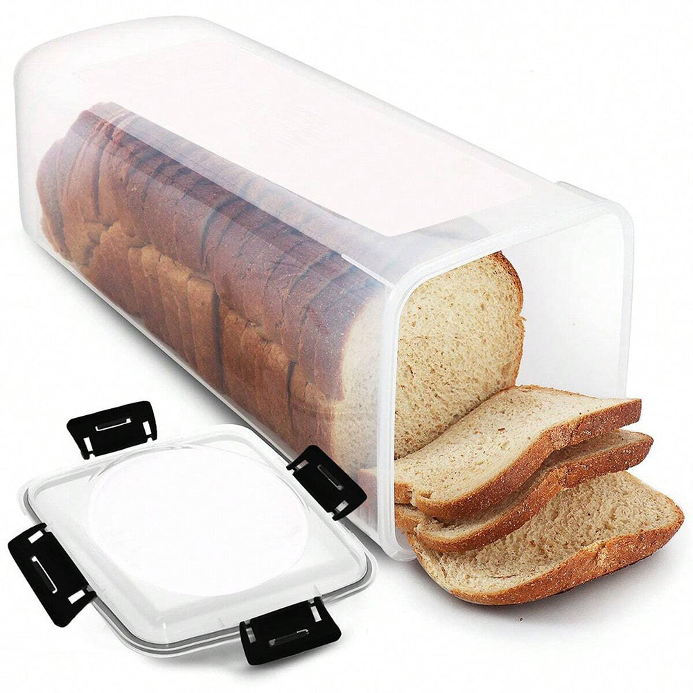 Clear Airtight Bread Box with Black Clips — supplier product photo