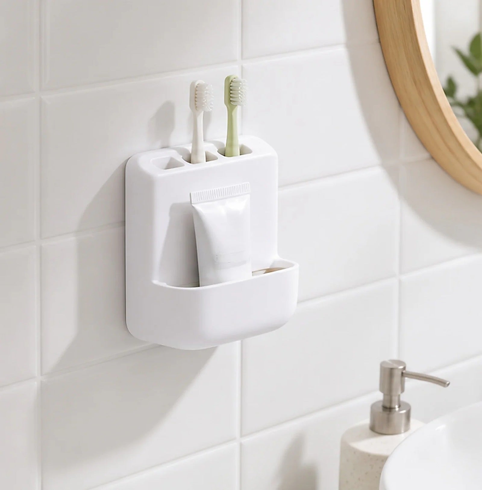 Cozy Haven White Bathroom Toothbrush Holder lifestyle image 2
