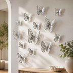 Cozy Haven 12-Piece Hollow Butterfly Wall Sticker Set styled wall view 7