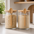 Cozy Haven Airtight Glass Storage Jar Set with Bamboo Lids styled kitchen view 2 for 2-Jar Set