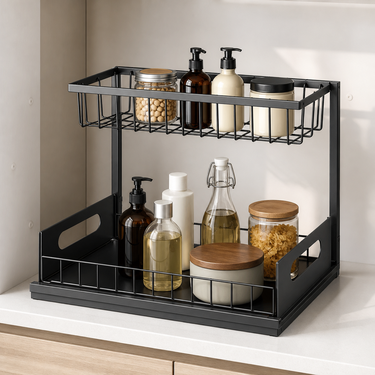 Cozy Haven Sliding Under Sink Organizer - black