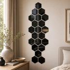 Cozy Haven 3D Hexagon Acrylic Mirror Stickers - Black / Single Mirror