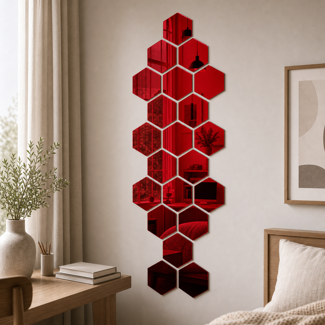 Cozy Haven 3D Hexagon Acrylic Mirror Stickers