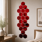 Cozy Haven 3D Hexagon Acrylic Mirror Stickers - Red / Single Mirror