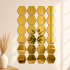 Cozy Haven 3D Hexagon Acrylic Mirror Stickers - Gold / 24-Piece Set