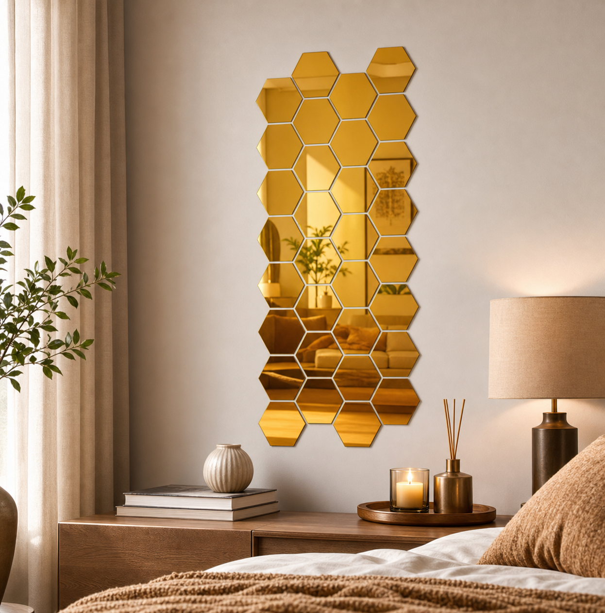 Cozy Haven 3D Hexagon Acrylic Mirror Stickers lifestyle image 21