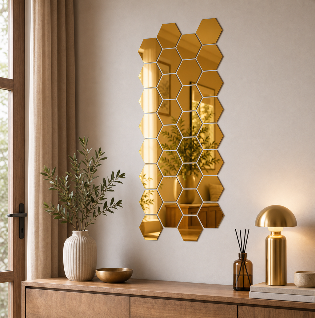 Cozy Haven 3D Hexagon Acrylic Mirror Stickers lifestyle image 23